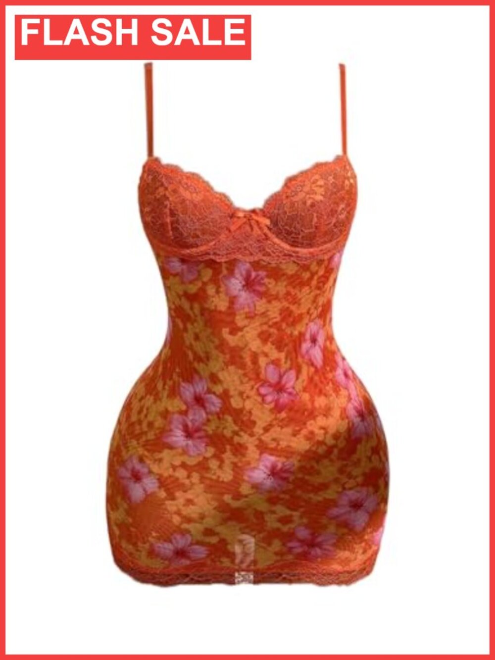 SOLY HUX Floral Mini Bodycon Dress Lace Spaghetti Strap Club Outfit